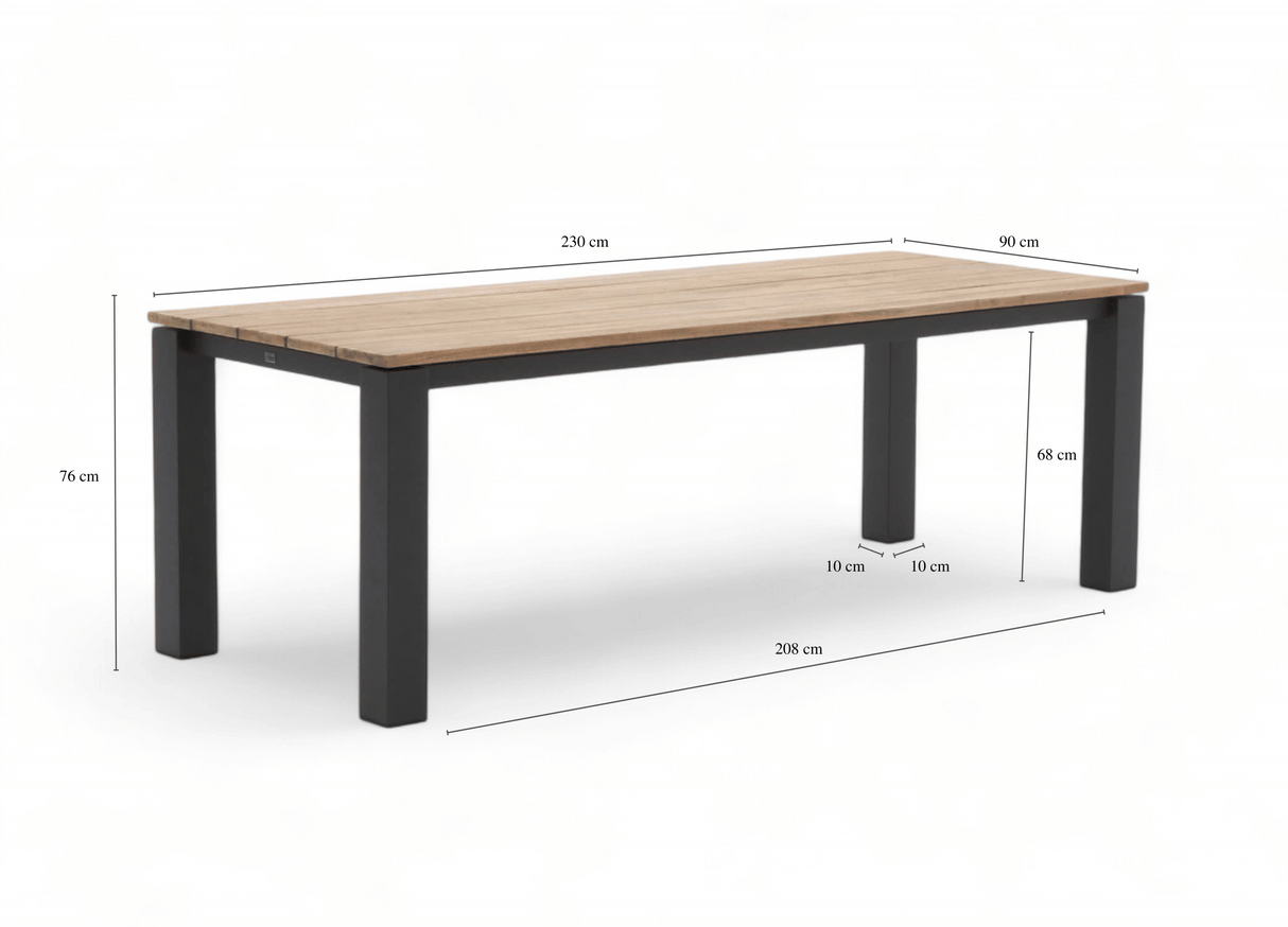 Belito Luuk Dining tuintafel 240x90cm - Aluminium en Teakhout