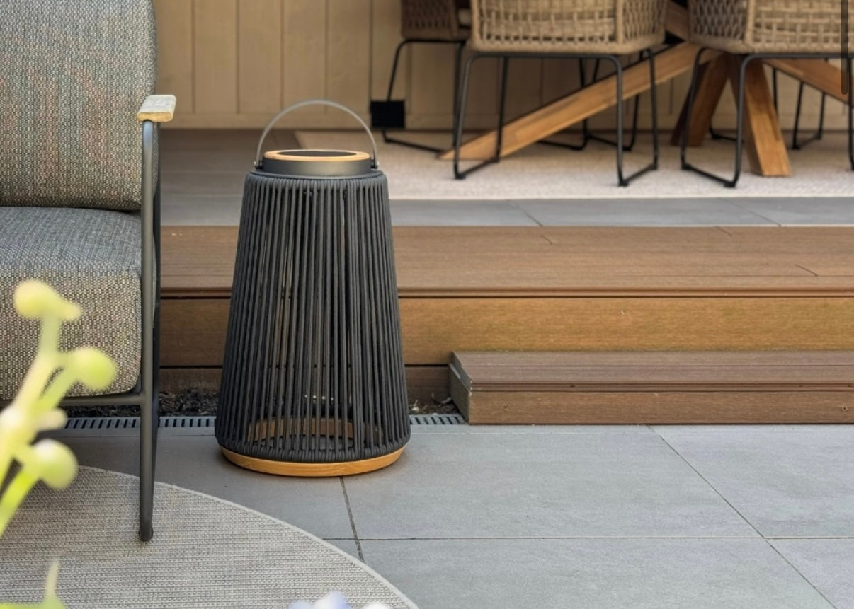 Rocca sfeerlamp tuin solar - aluminium - teakhout - antraciet - set