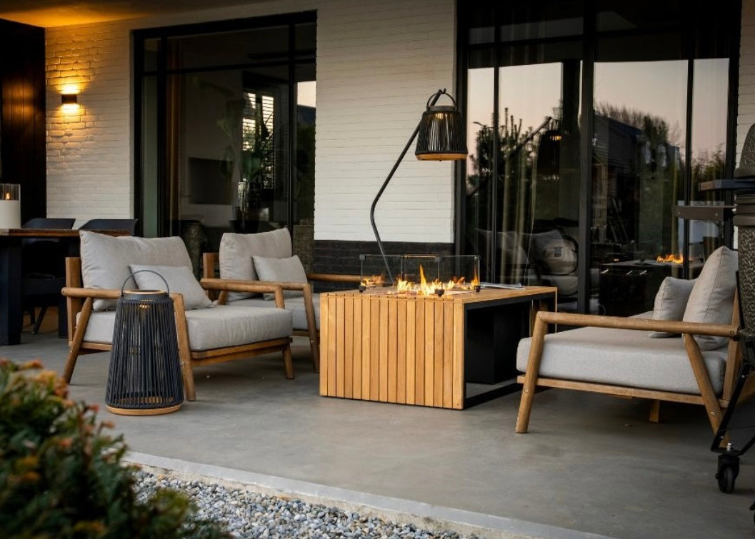 Rocca sfeerlamp tuin solar - aluminium - teakhout - antraciet - set