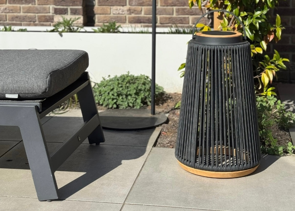 Rocca sfeerlamp tuin solar - aluminium - teakhout - antraciet - set