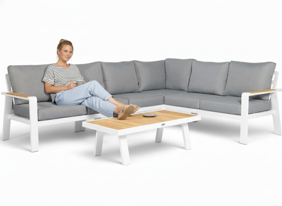 Tafel Birmingham/Lotte Loungeset - Wit