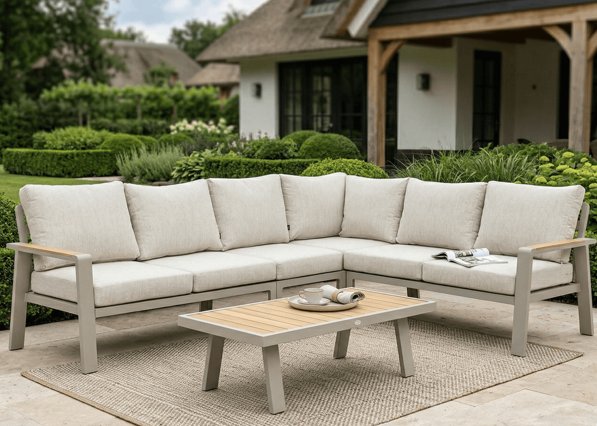 Belito® Koffietafel Birmingham/Lotte 121 x 60 cm – Taupe/Teak