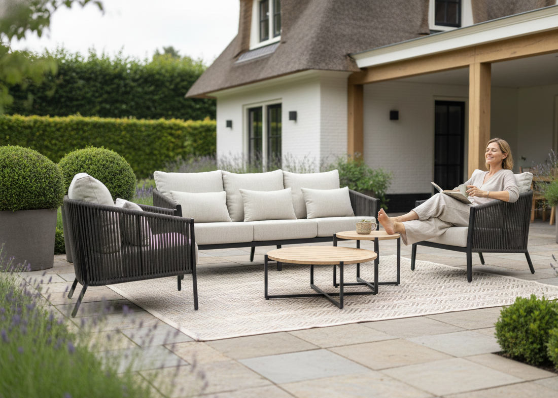 Belito Ouddorp Lounge Tuinstoel | Grey Rope | All-Weather