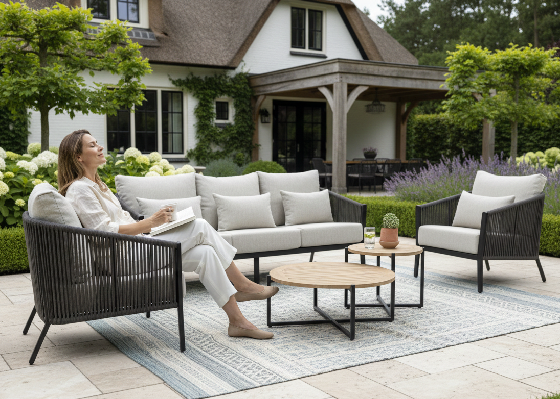 Belito Ouddorp Lounge Tuinstoel | Grey Rope | All-Weather