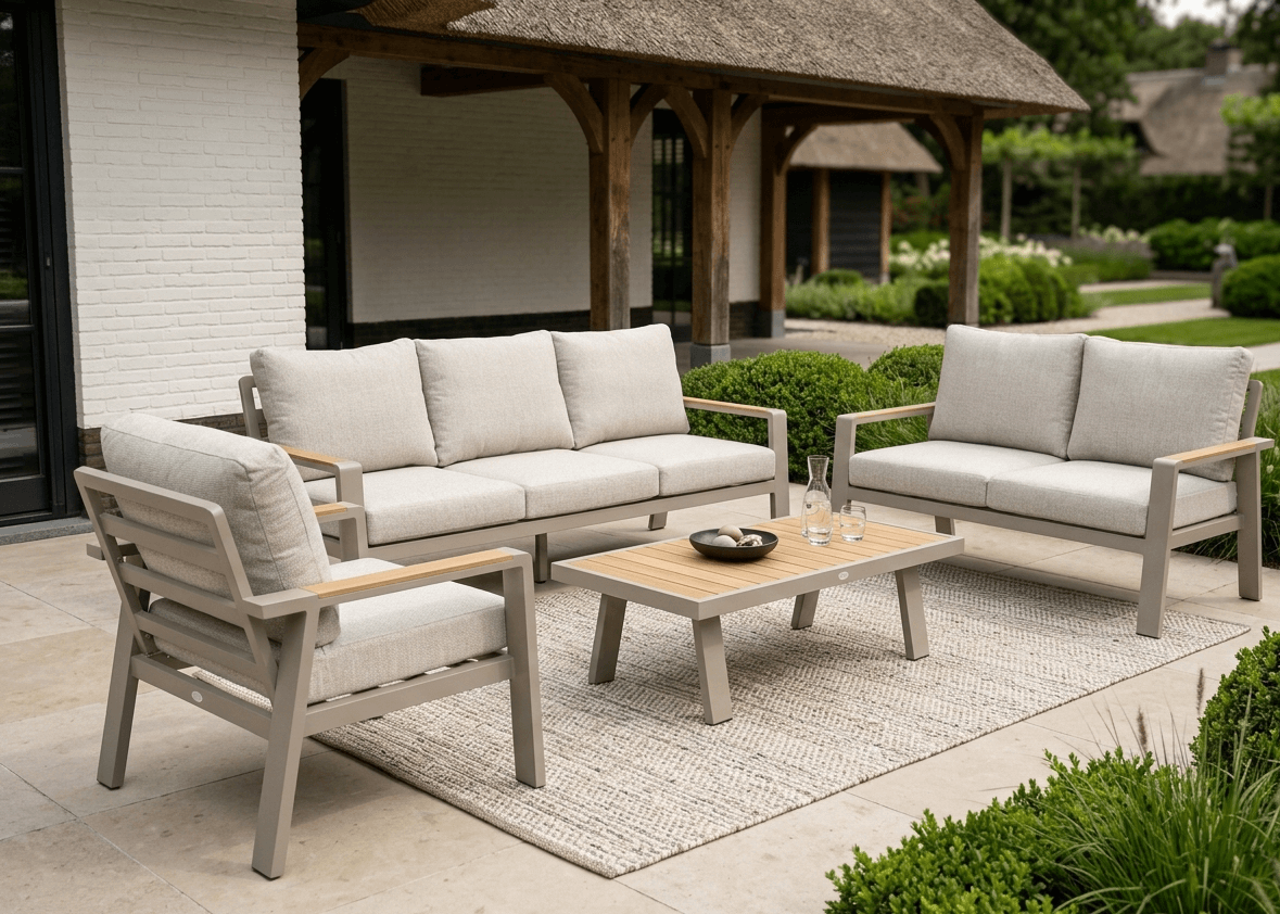Belito® Koffietafel Birmingham/Lotte 121 x 60 cm – Taupe/Teak