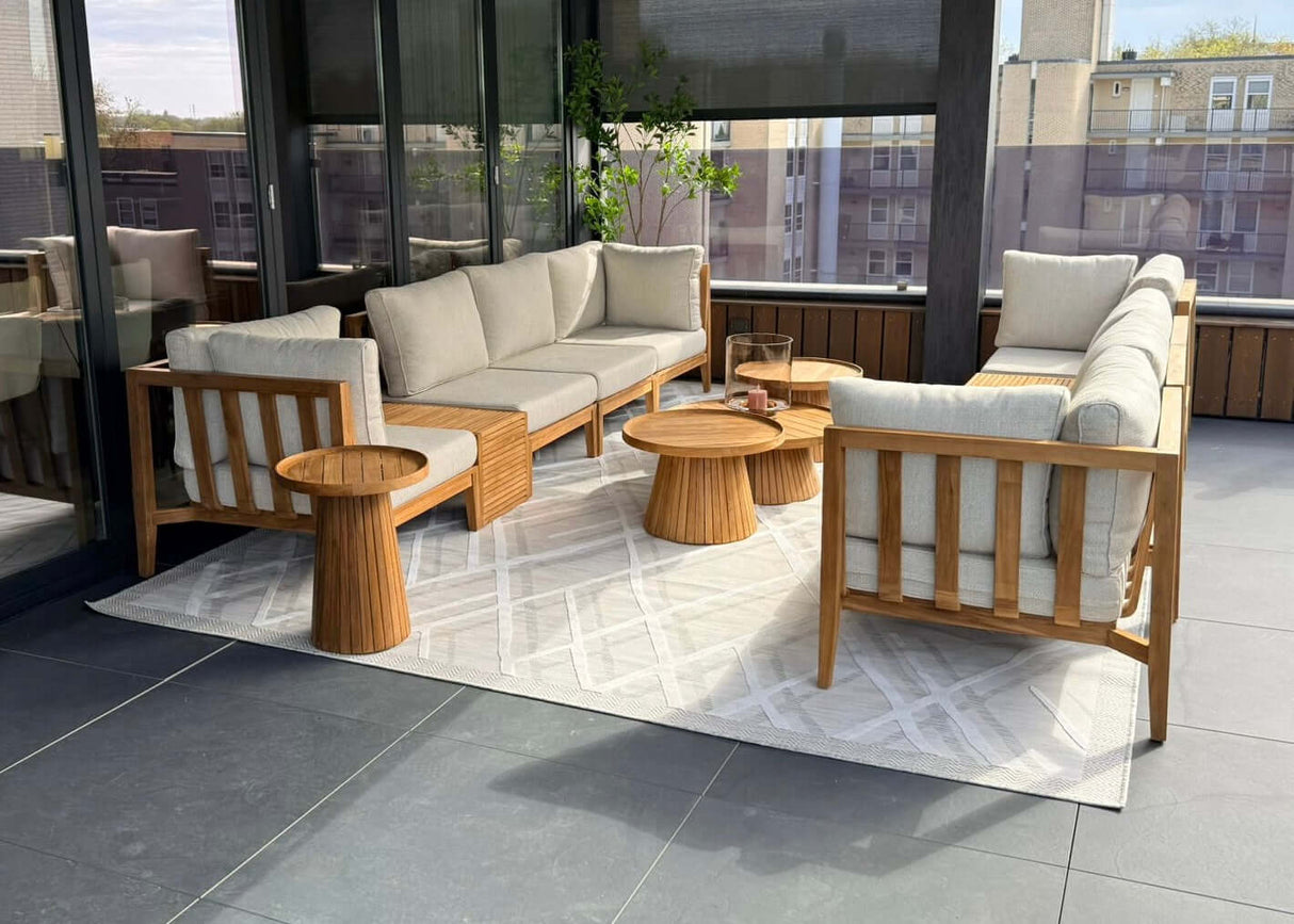 Belito Daan Lounge Koffietafelset | Ø 80 cm + 60 cm | Hoogte 30 + 45 cm | Teak