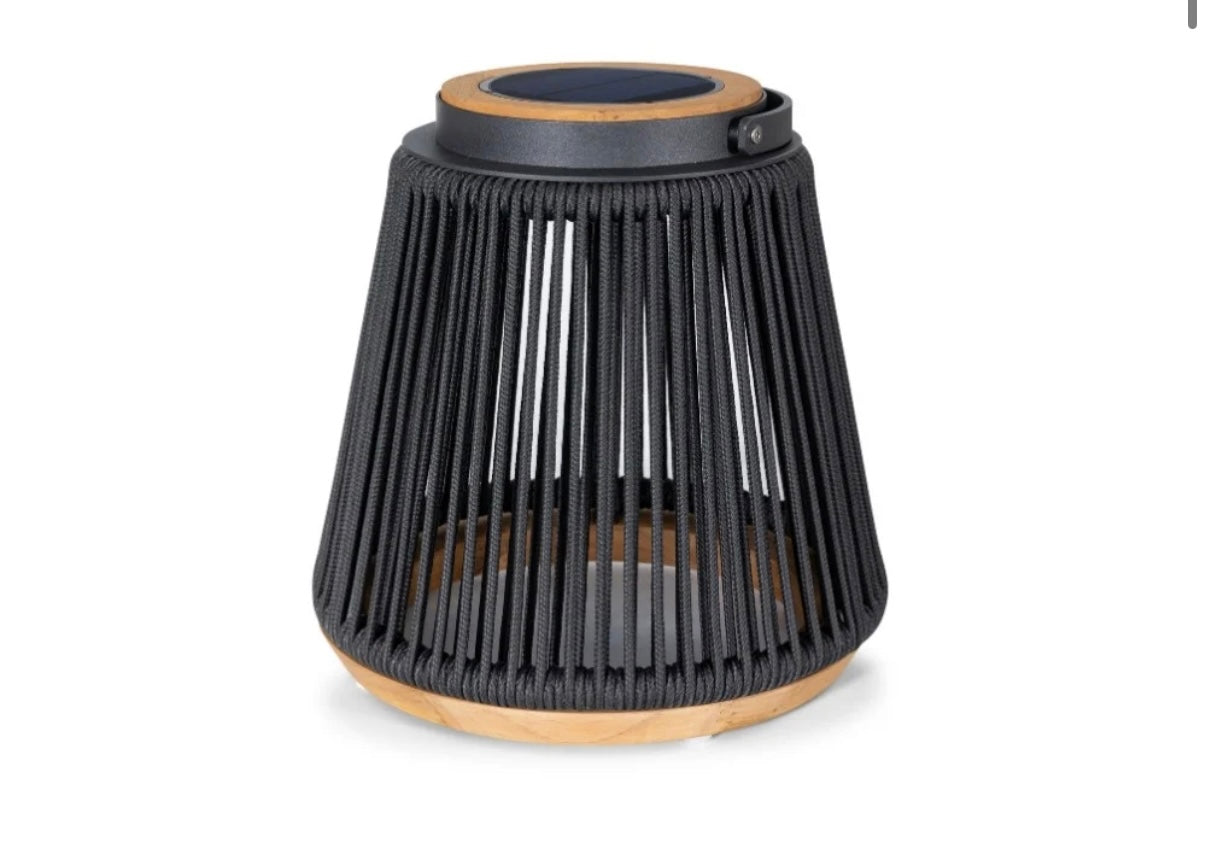 Rocca sfeerlamp tuin solar - aluminium - teakhout - antraciet - 37 cm