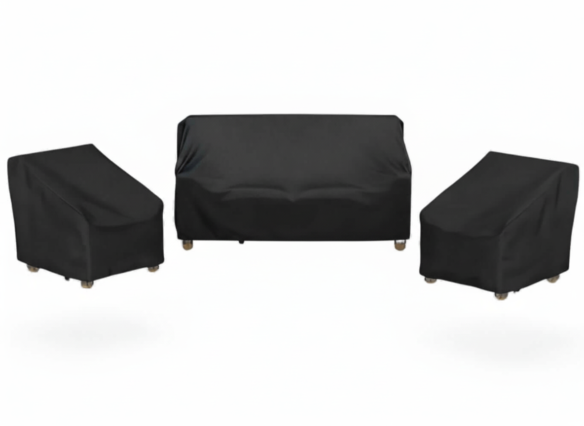 Stoel-bank Hoezenpakket 3-delig - Zwart