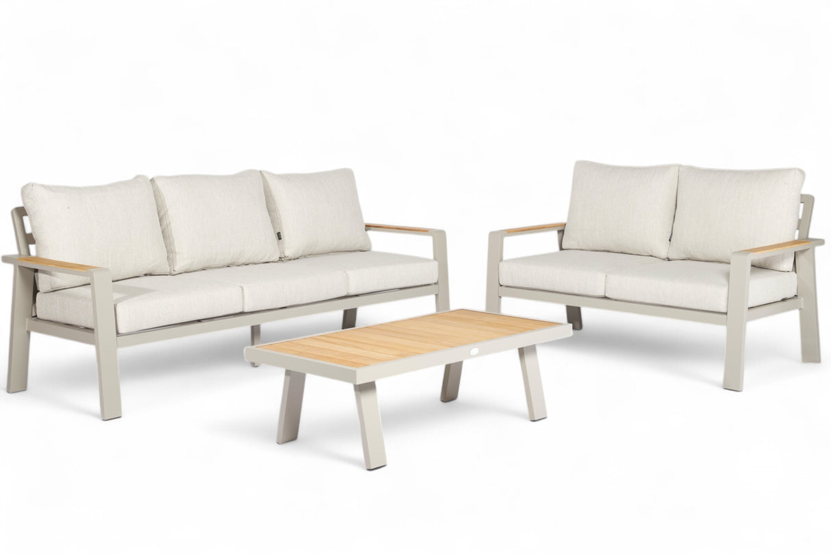 Aluminium Bank Loungeset - Taupe - Belito Birmingham - 3 - delig