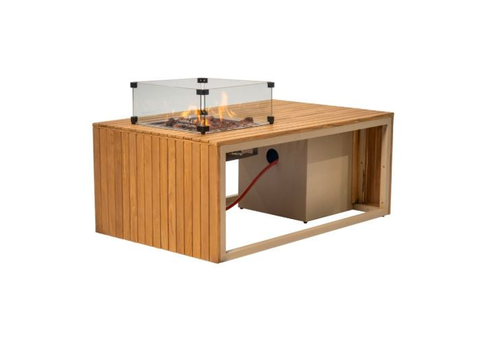 Easyfires Mida Vuurtafel 120 x 75 cm – Taupe - Inclusief Glasset en Beschermhoes