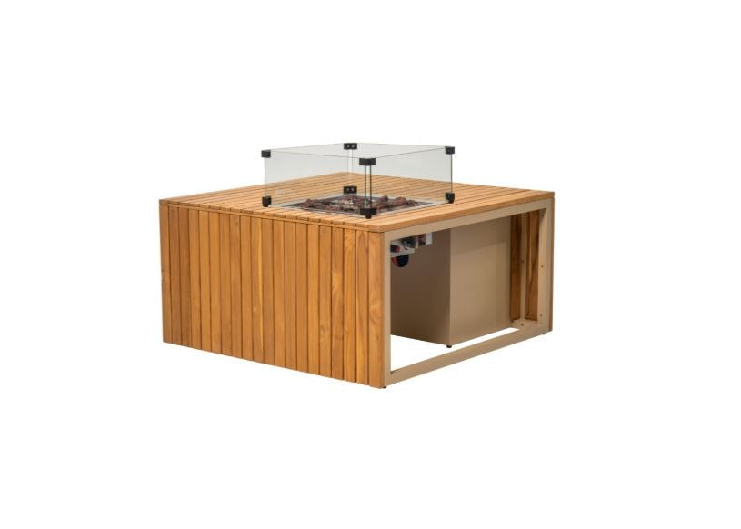 Easyfires Mida Vuurtafel 95 x 95 cm – Taupe - Inclusief Glasset