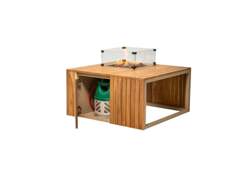 Easyfires Mida Vuurtafel 95 x 95 cm – Taupe - Inclusief Glasset