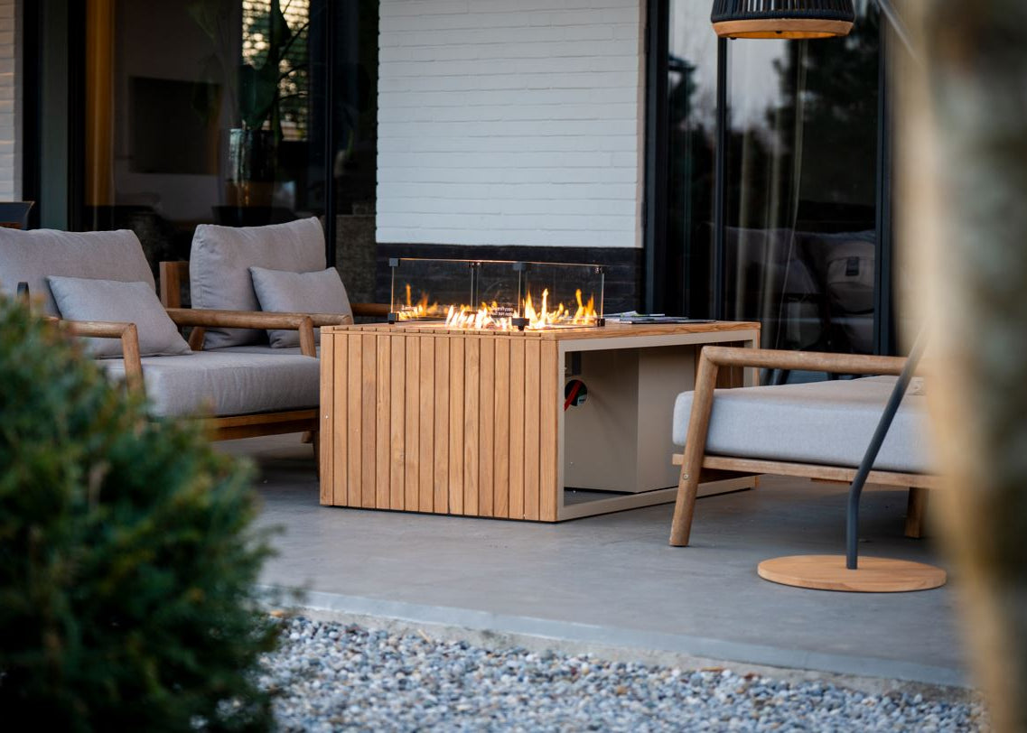 Easyfires Mida Vuurtafel 95 x 95 cm – Taupe - Inclusief Glasset