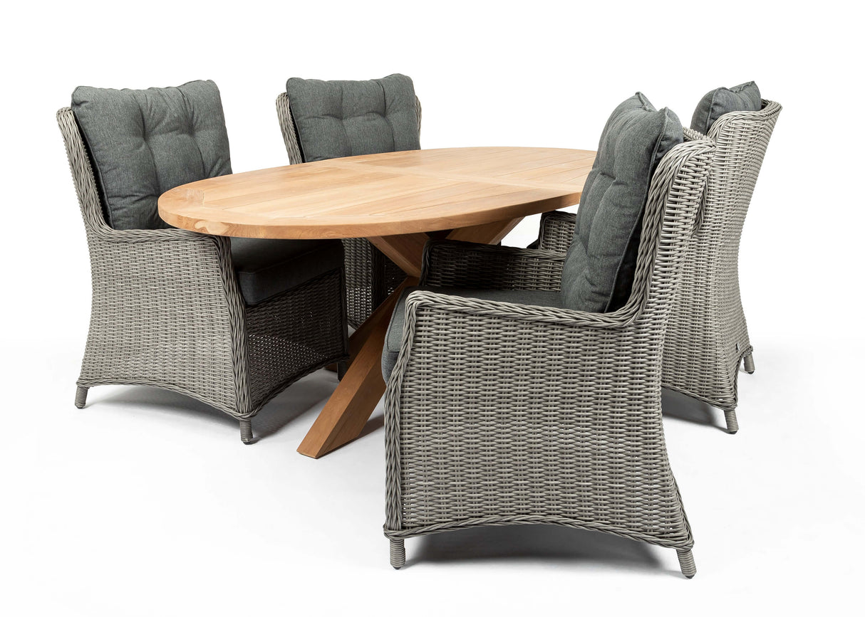 Belito® Milou dining ovaal tuinset 200 cm 5-delig - Earl grey