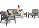 Aluminium Stoel-Bank Loungeset - Antraciet - Belito Birmingham - 3-Delig