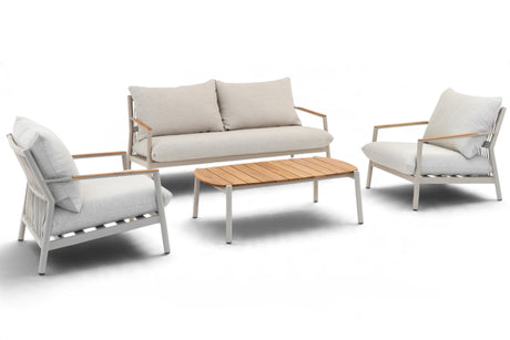 Belito Julia Chair-Sofa Lounge Set 4-piece | Taupe | Aluminum & Rope | 4-5 Persons