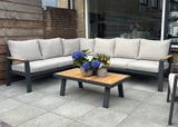 Belito Lotte Loungeset Hoekbank Nr. 1 | Antraciet Aluminium | 288 x 220 cm | 6-persoons | Lichte Kussens