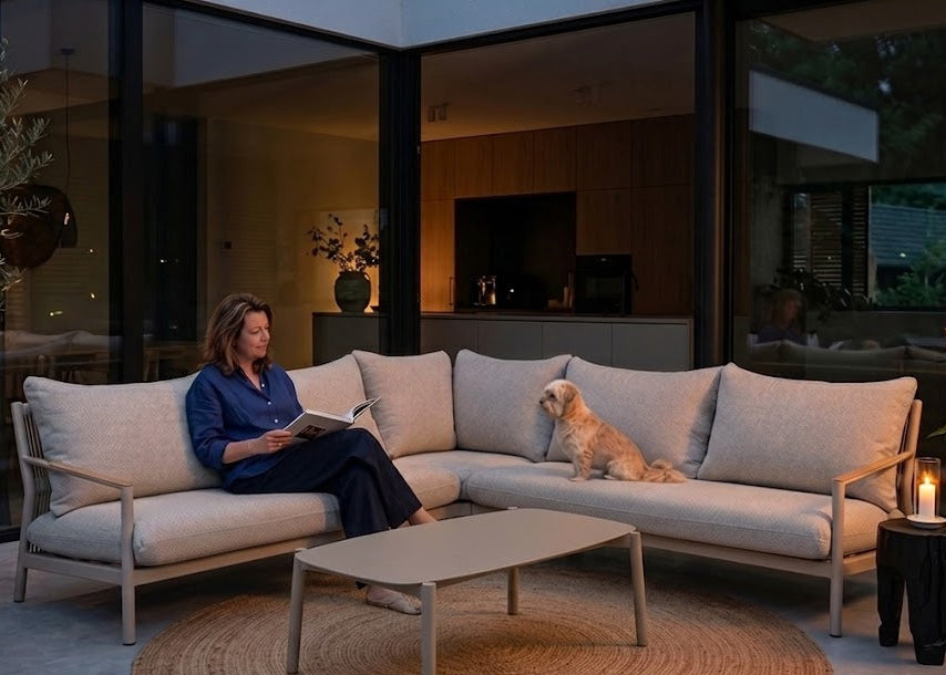 Belito Julia Loungeset 4-delig | 258 x 258 cm | Taupe Rope & Aluminium | Met Aluminium Koffietafel