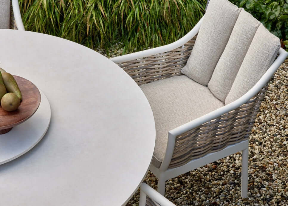 Apple Bee Melville dining tafel Ø140cm Sintered Stone - Oyster