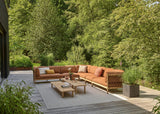 Apple Bee Grace hoek loungeset 332 x 332 cm in teak met cognac rope en BEE WETT kussens