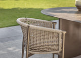 Apple Bee Pulau dining tuinstoel Champagne met rope & Vongole Biculair® wicker aan een ovale dining tuintafel