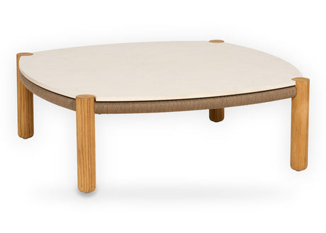 Apple Bee Sapporo loungetafel 79 x 79 cm teak met Oyster HPMS blad - vooraanzicht
