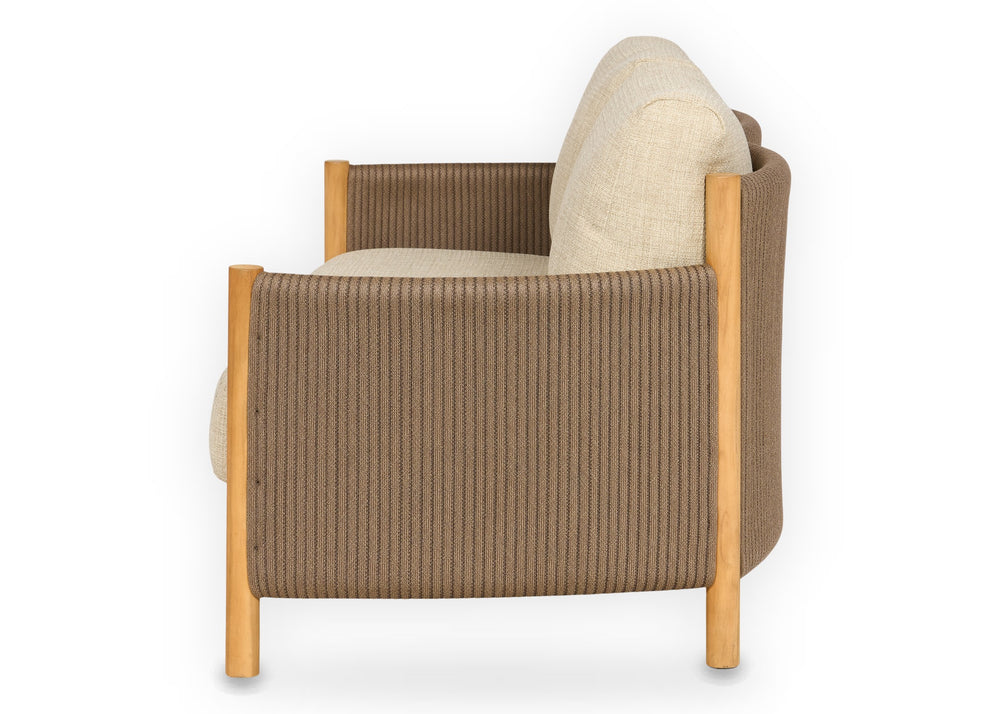 Apple Bee Sapporo loungebank 2-zits 165 cm teak rope Cotton Flower - zijaanzicht