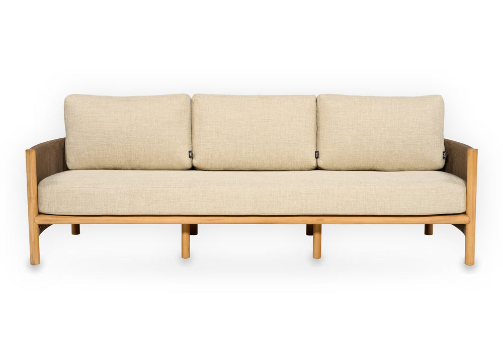 Apple Bee Sapporo loungebank 3-zits 238 cm teak rope Cotton Flower - schuin aanzicht
