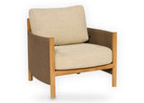 Apple Bee Sapporo loungestoel teak met brown rope en Cotton Flower BEE WETT kussen - vooraanzicht