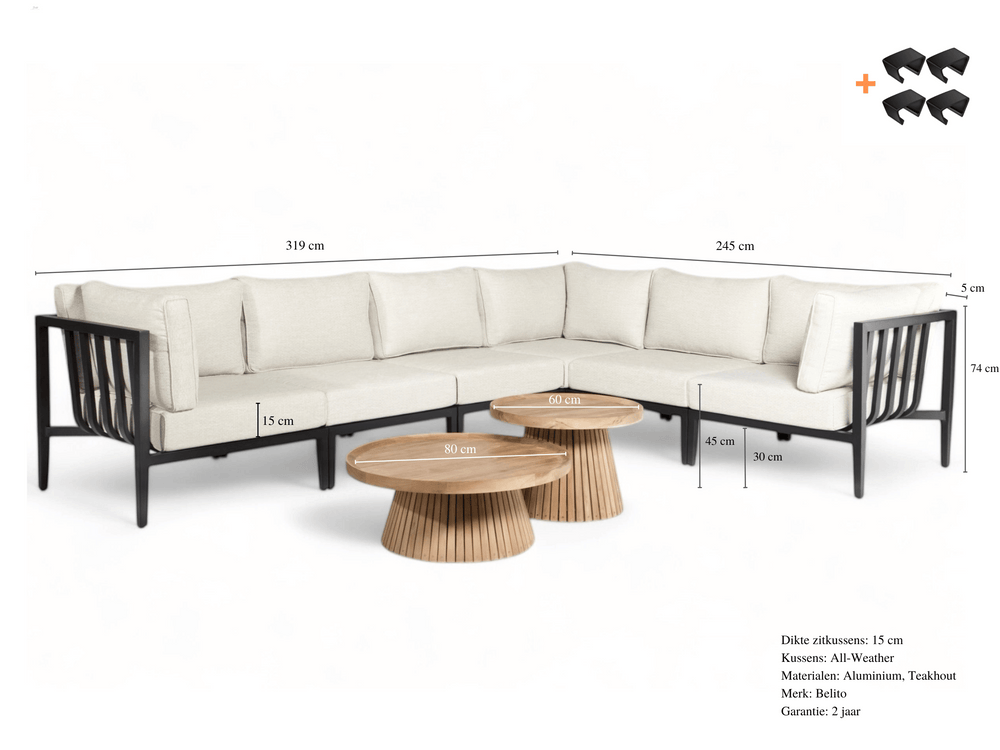 Belito Daan Hoek Loungeset Aluminium All-Weather 8-delig Nr. 1