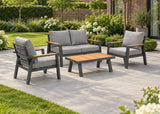 Belito Birmingham Loungeset Nr.11 | Antraciet | 2-zits Bank + 2x Stoel + Tafel | 4 Personen