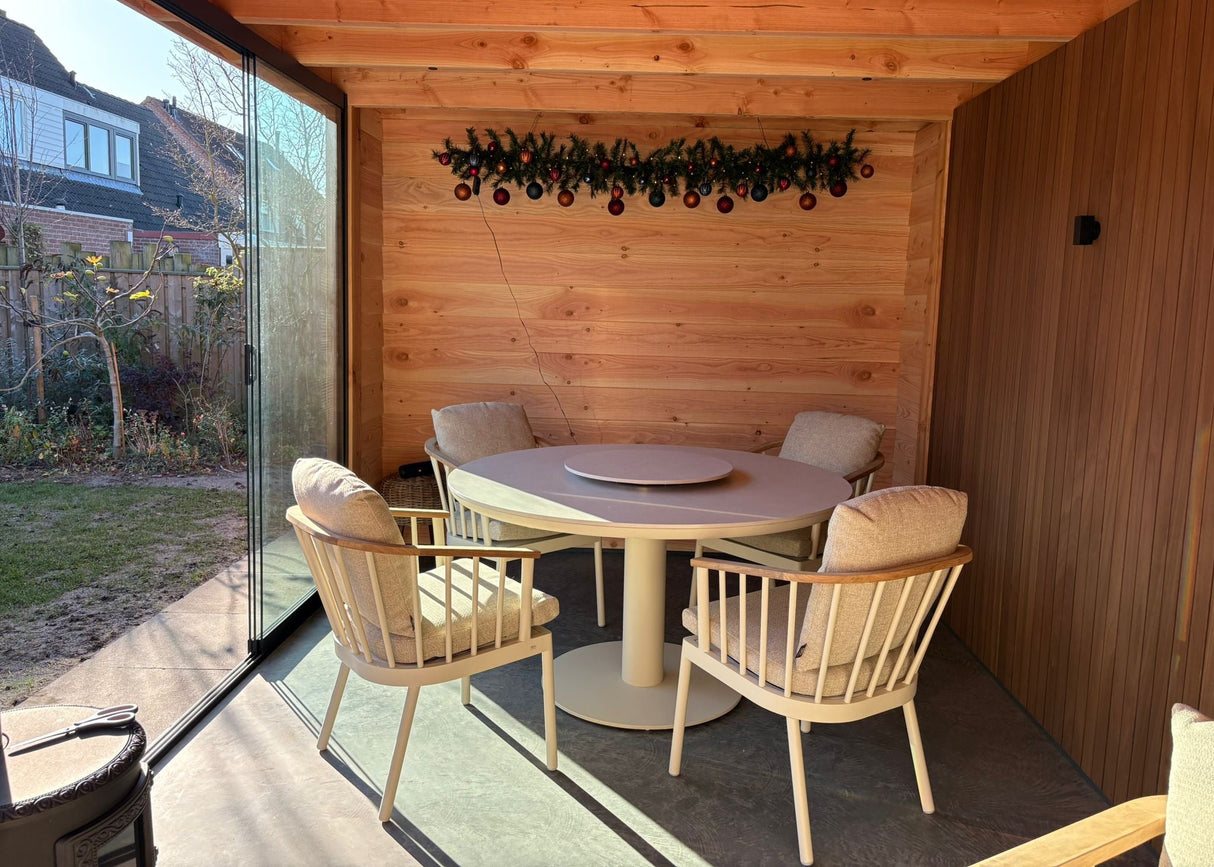 Apple Bee Condor Dining Tuinset Ø 140 cm | 5-delig | Oyster | Melville Tafel