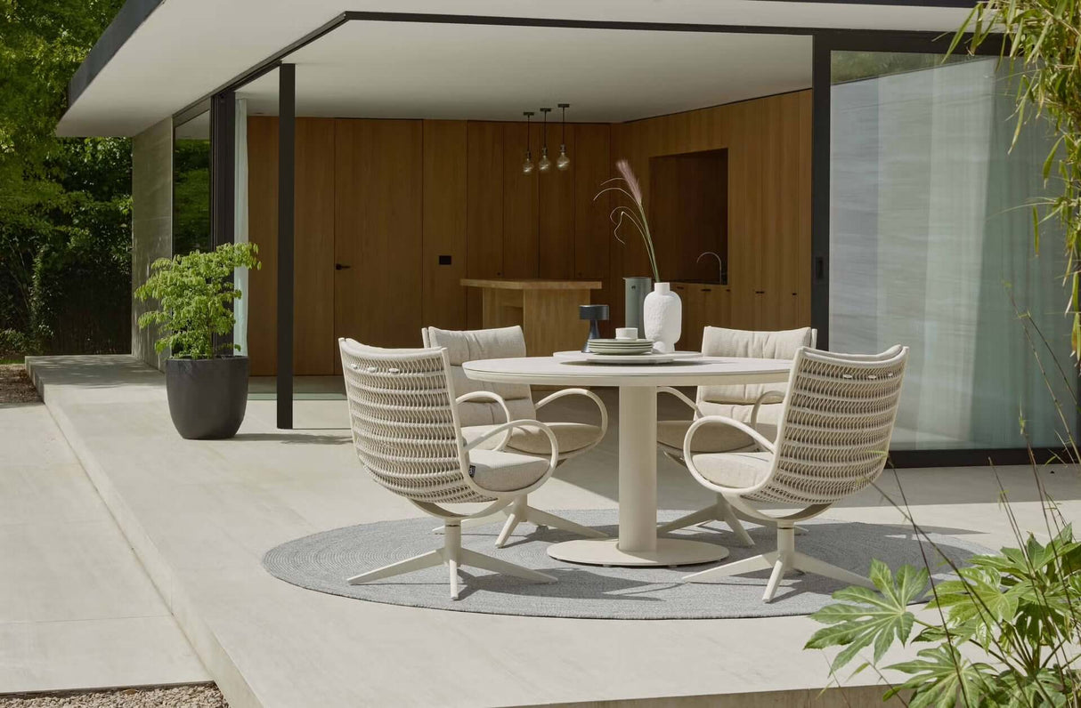Apple Bee Melville dining tafel Ø140cm Sintered Stone - Oyster