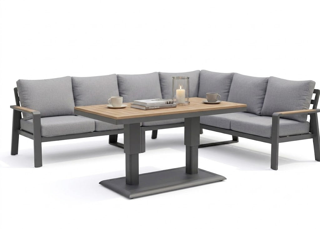 Belito Lotte/Birmingham Verstelbare Tafel | Antraciet | Teak | 138 x 80 cm