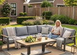 Belito Lotte Loungeset Hoekbank Nr. 10 Verstelbare Tafel | Antraciet Aluminium | 288 x 220 cm | 6-persoons