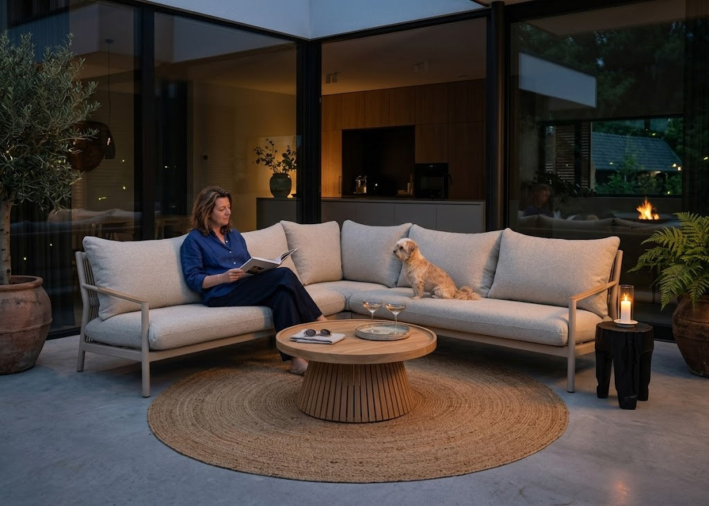 Belito Julia Loungeset 4-delig | 258 x 258 cm | Taupe Rope & Aluminium | Met Daan Koffietafel