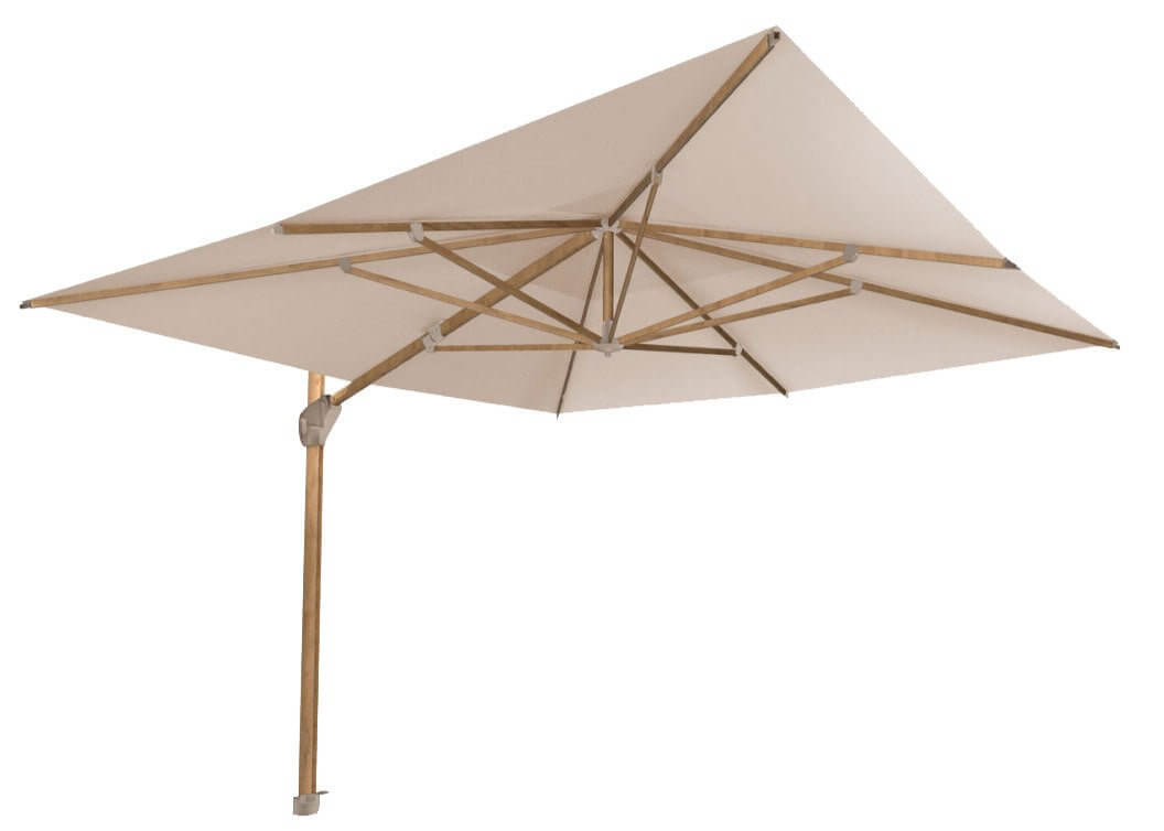 4Seasons Hacienda Zweefparasol 300x400cm - Woodlook Frame Sand Doek
