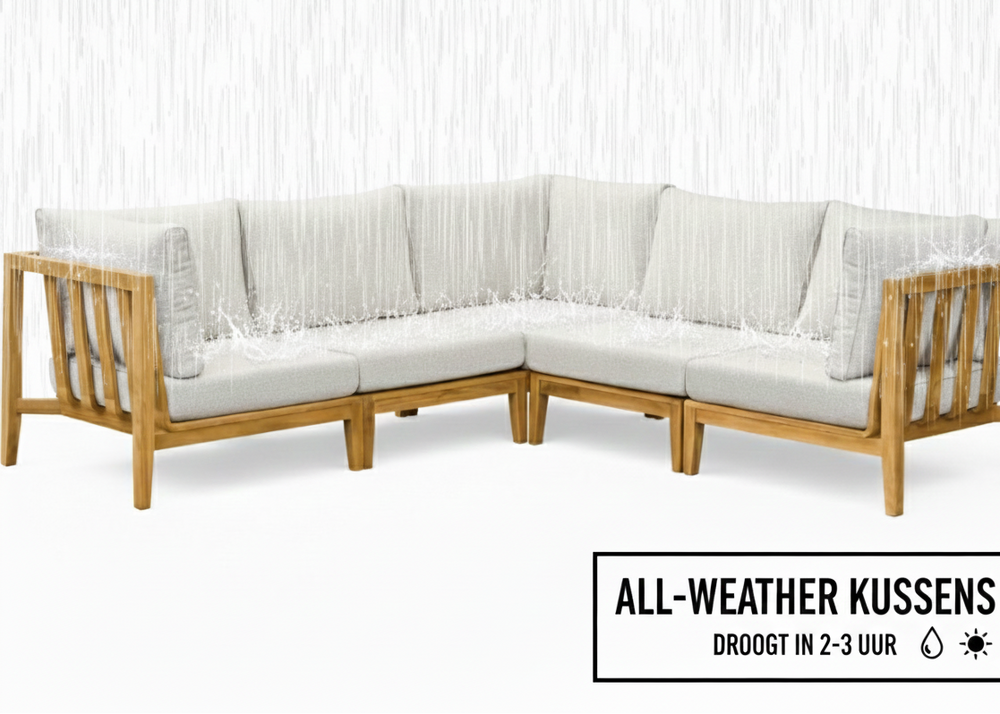 Belito Daan Teakhouten Hoek Loungeset 5-delig Nr. 3 - 245 x 245 cm