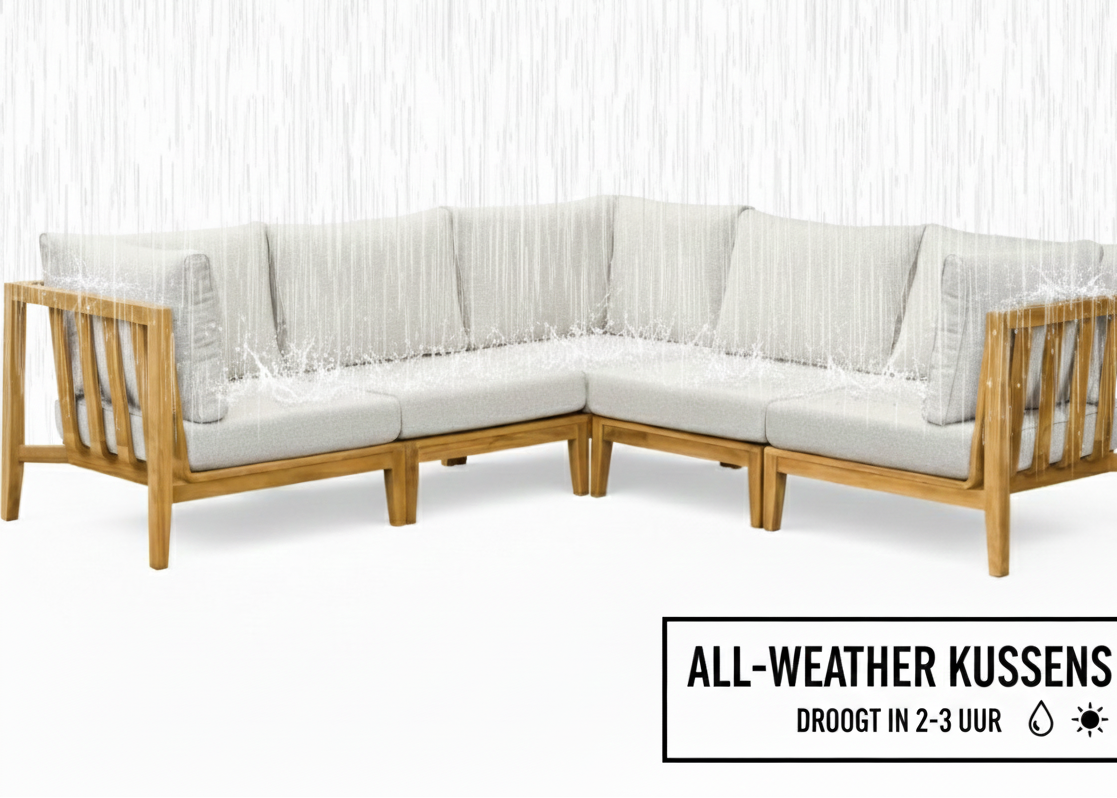 Belito Daan Teakhouten Hoek Loungeset 5-delig Nr. 3 - 245 x 245 cm