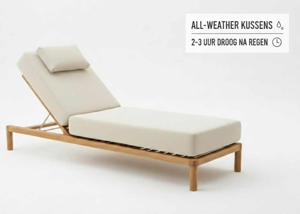Belito Daan Ligbed - Teakhouten Lounge Ligbed - 205 x 85 cm