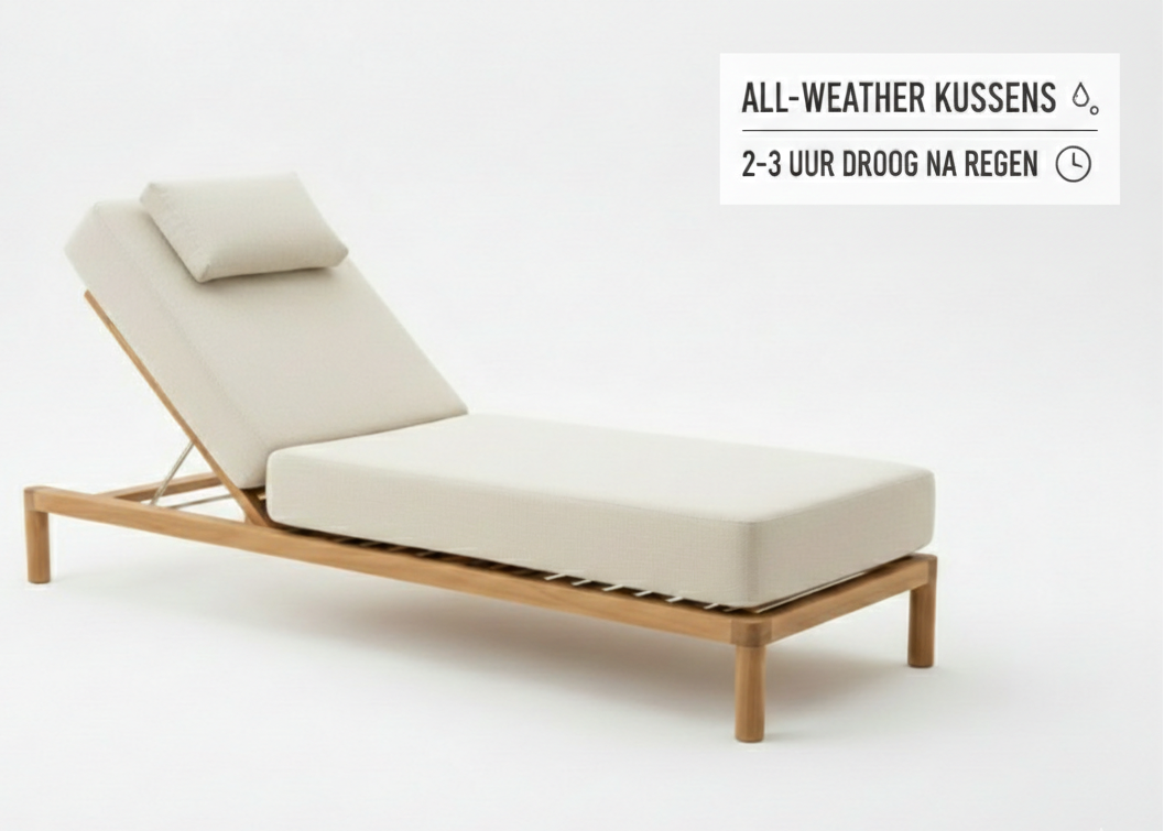 Belito Daan Ligbed - Teakhouten Lounge Ligbed - 205 x 85 cm