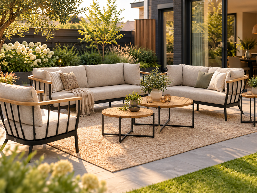 Apple Bee Condor Loungeset 6-delig Nr. 2 | Bank 217 + 150 + Stoel + 3 Tafels | Black