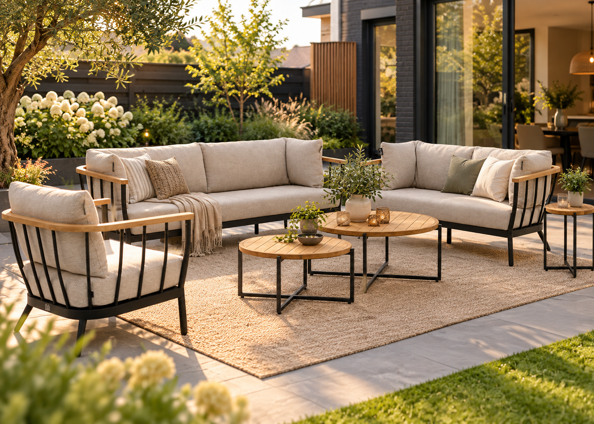 Apple Bee Condor Loungeset 6-delig Nr. 2 | Bank 217 + 150 + Stoel + 3 Tafels | Black