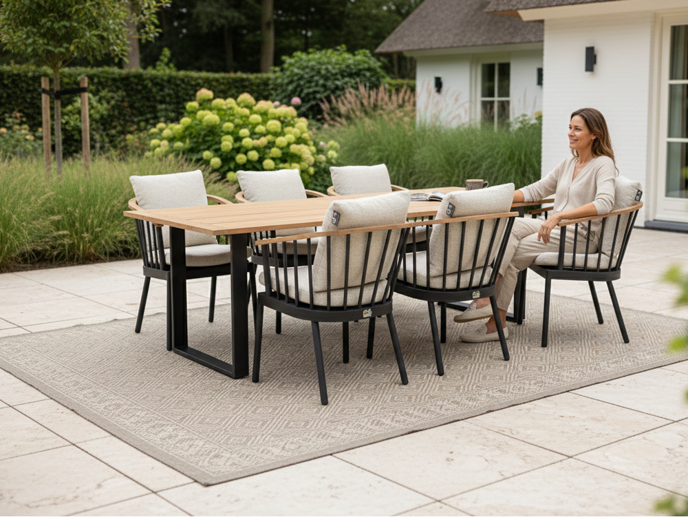 Apple Bee Condor Dining Tuinset 240cm 7-delig Teakhout Aluminium