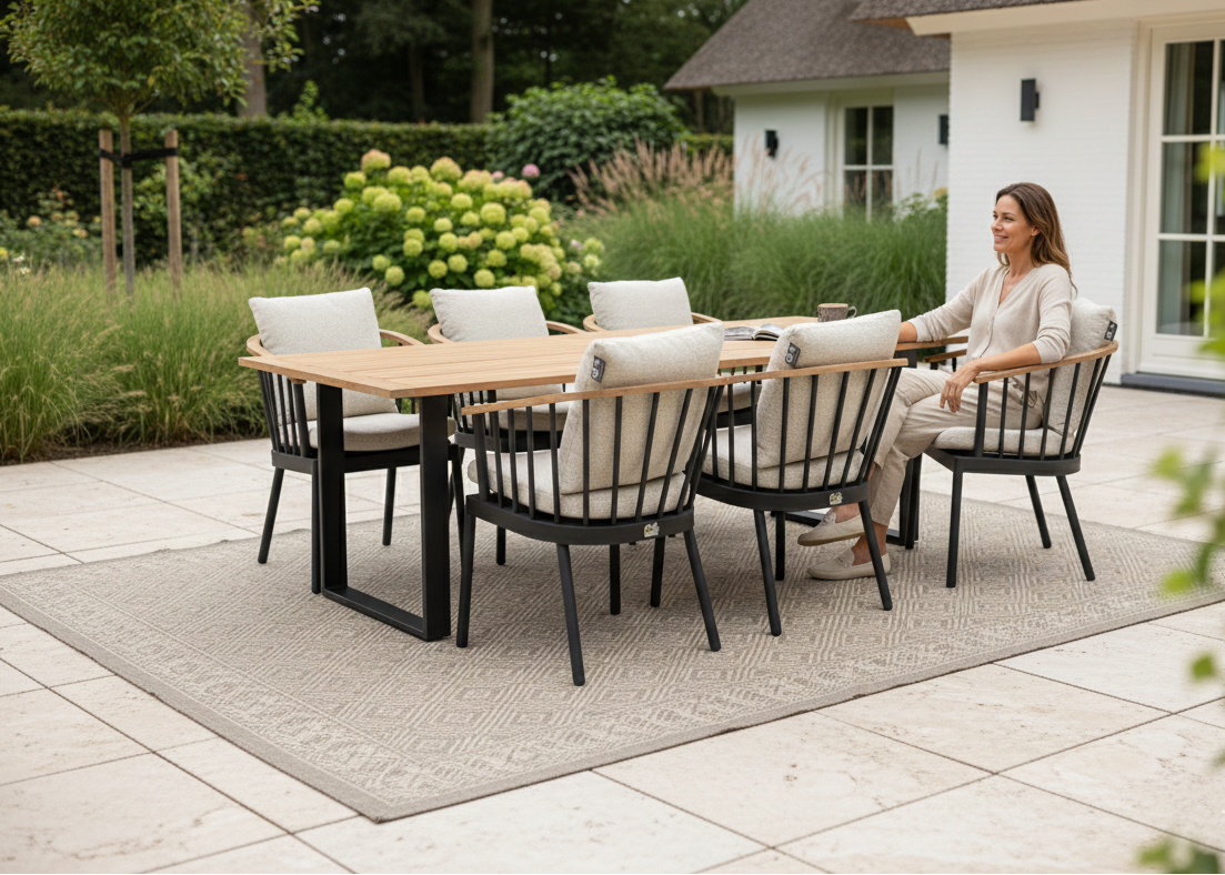 Apple Bee Condor Dining Tuinset 240cm 7-delig Teakhout Aluminium