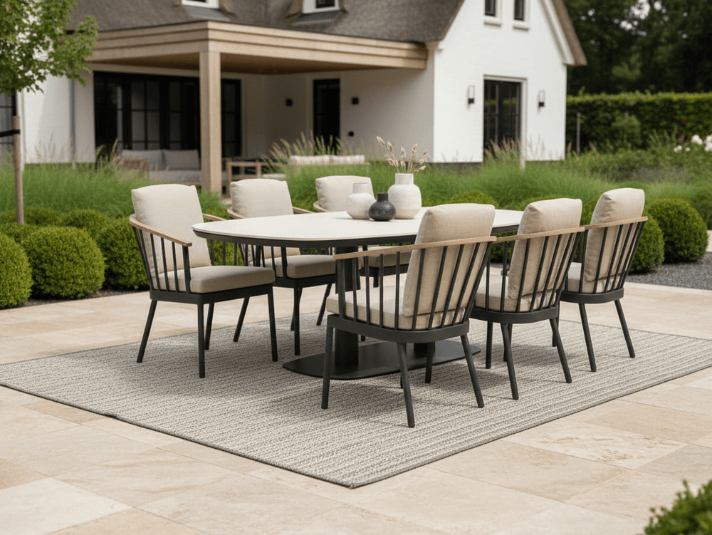 Apple Bee Condor/Melville Dining Tuinset 220 cm - 7 Delig - Black