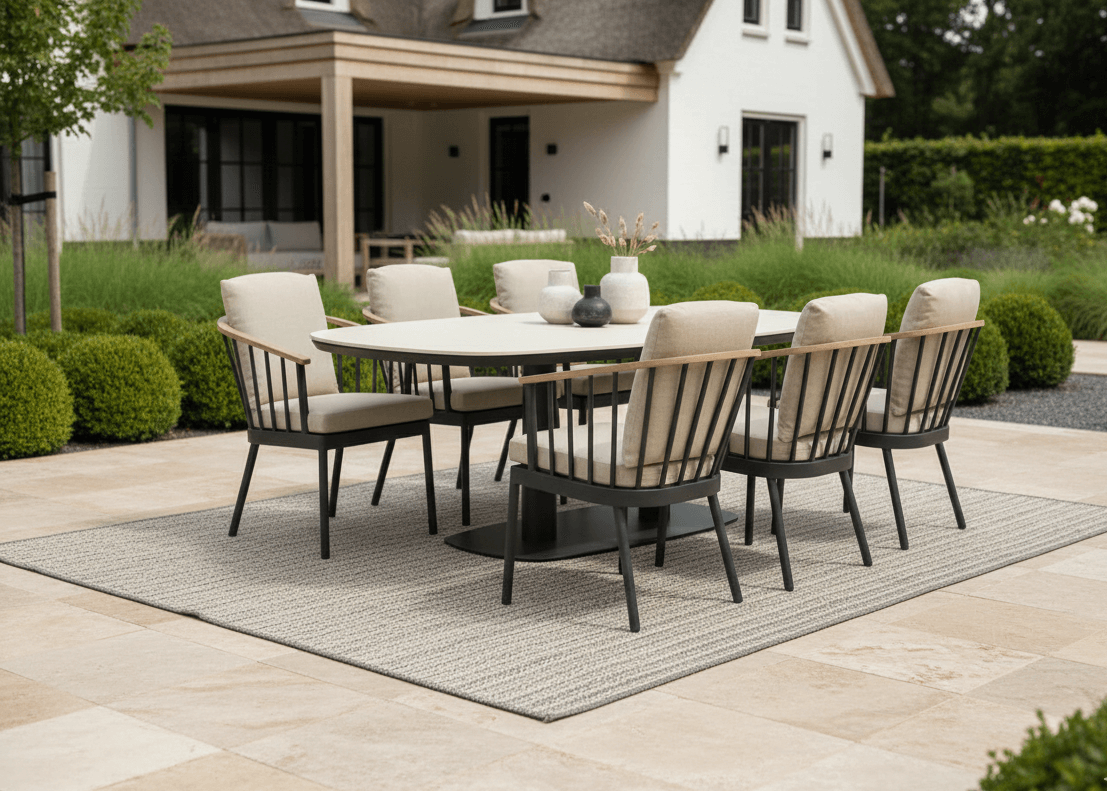 Apple Bee Condor/Melville Dining Tuinset 220 cm - 7 Delig - Black