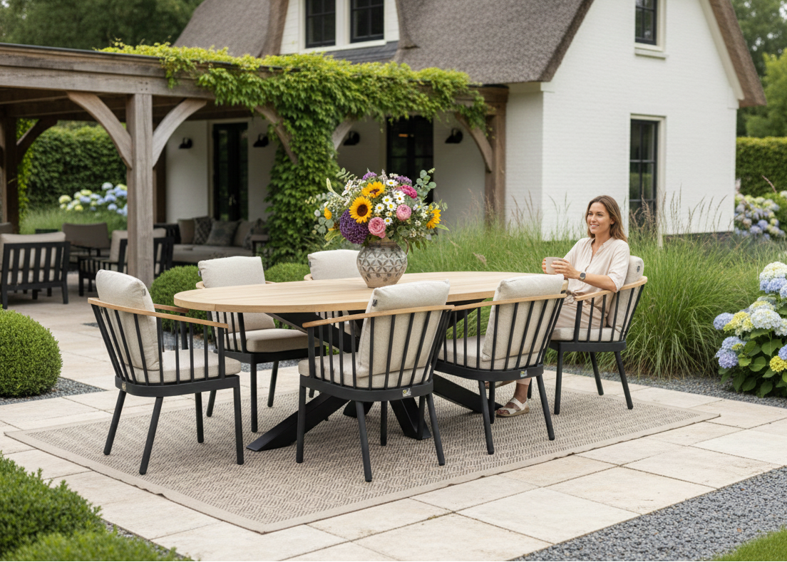 Apple Bee Condor Dining Tuinset 6 persoons - 240 cm Ovaal - Aluminium Onderstel