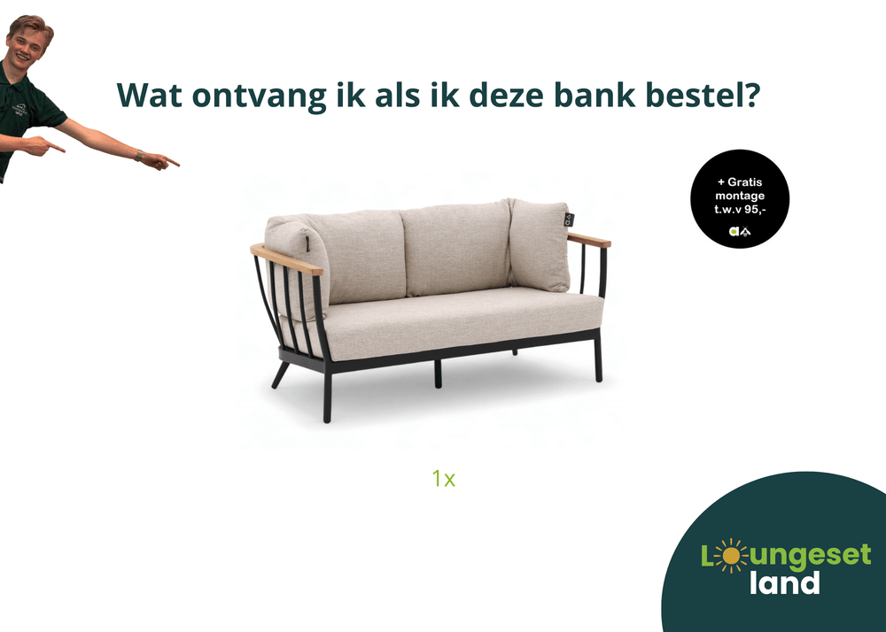 Apple Bee Condor Lounge Tuinbank 150 cm - Zwart