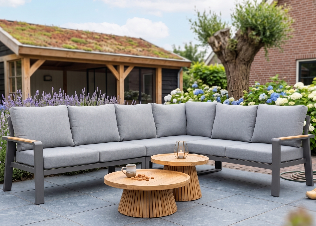 Belito Lotte Loungeset Hoekbank Nr. 7 | Antraciet Aluminium | 288 x 220 cm | 6-persoons